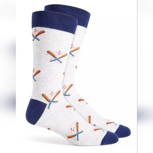 Club Room Men's Baseball Crew‎ Socks Grey One Size Sports Bat Ball Fun Socks